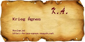 Krieg Ágnes névjegykártya
